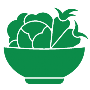 Eine grüne Schale mit Obst und Gemüse